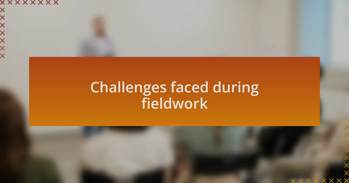 Challenges faced during fieldwork