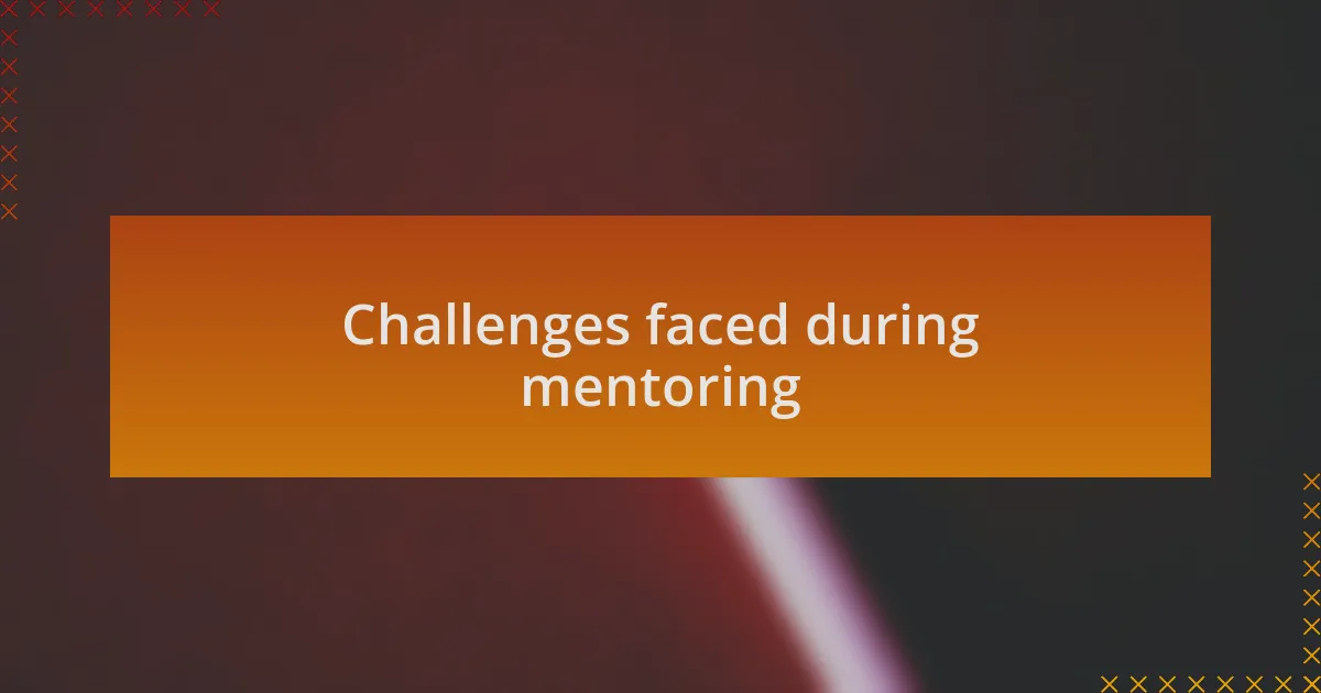 Challenges faced during mentoring