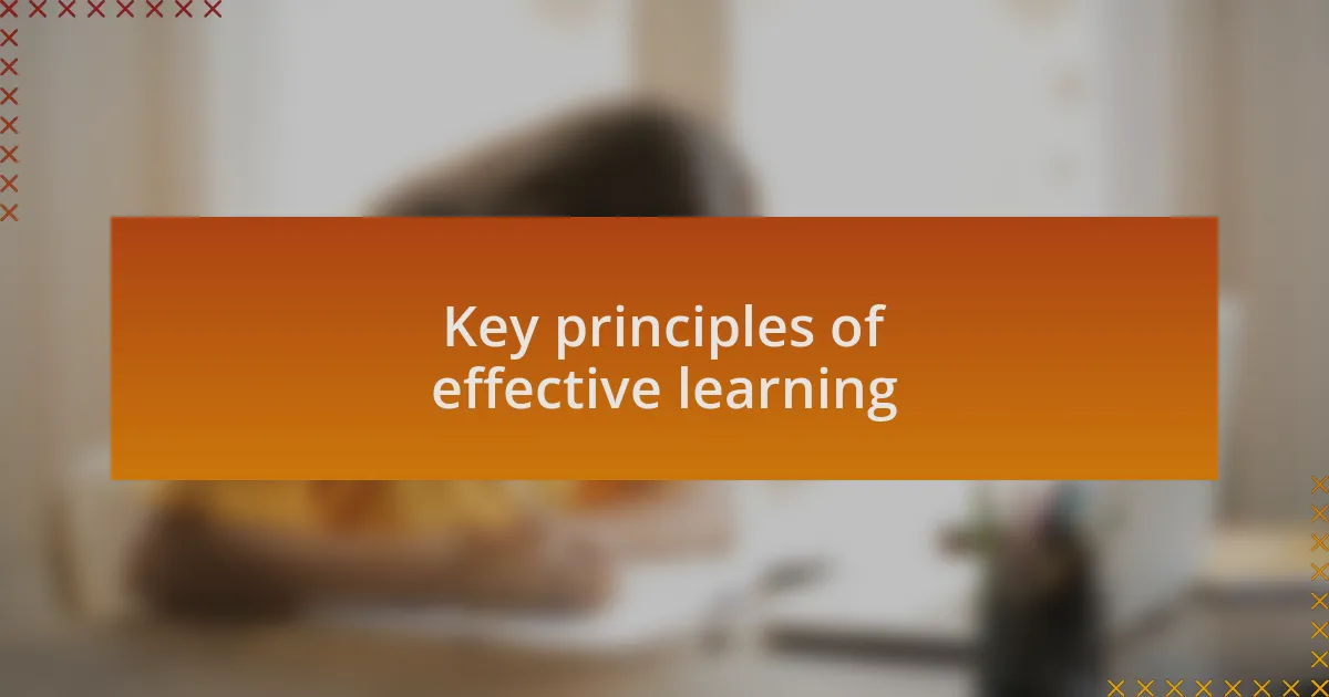 Key principles of effective learning