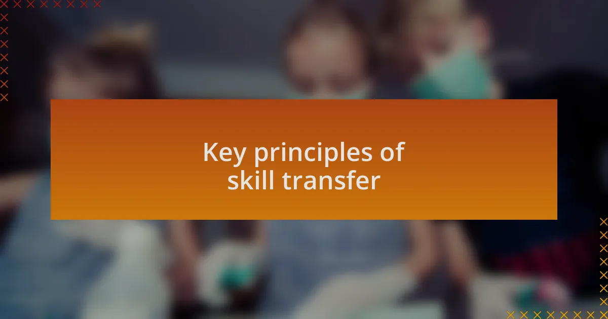 Key principles of skill transfer