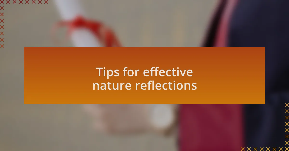 Tips for effective nature reflections